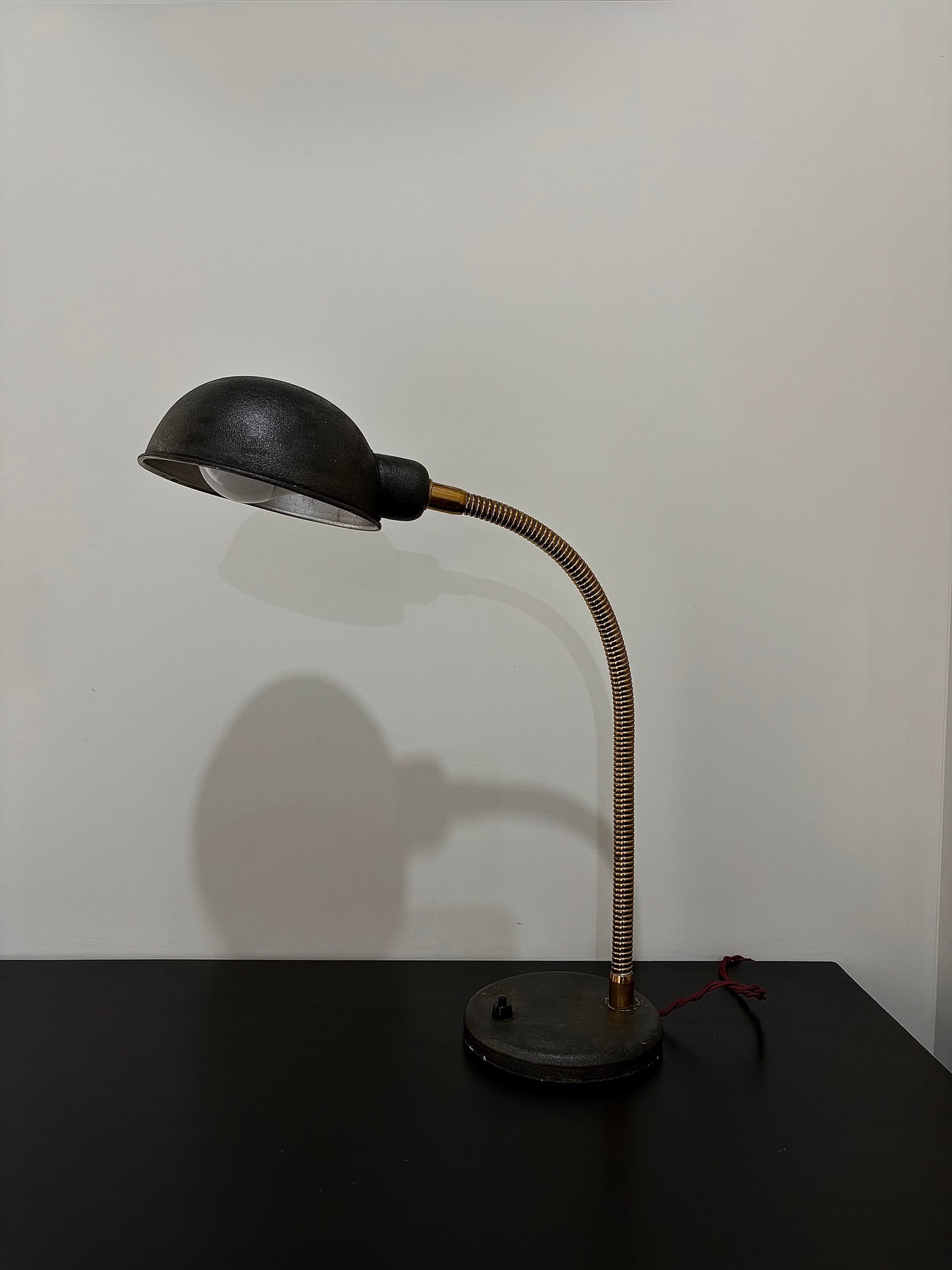 1930s brass goose-neck desk lamp