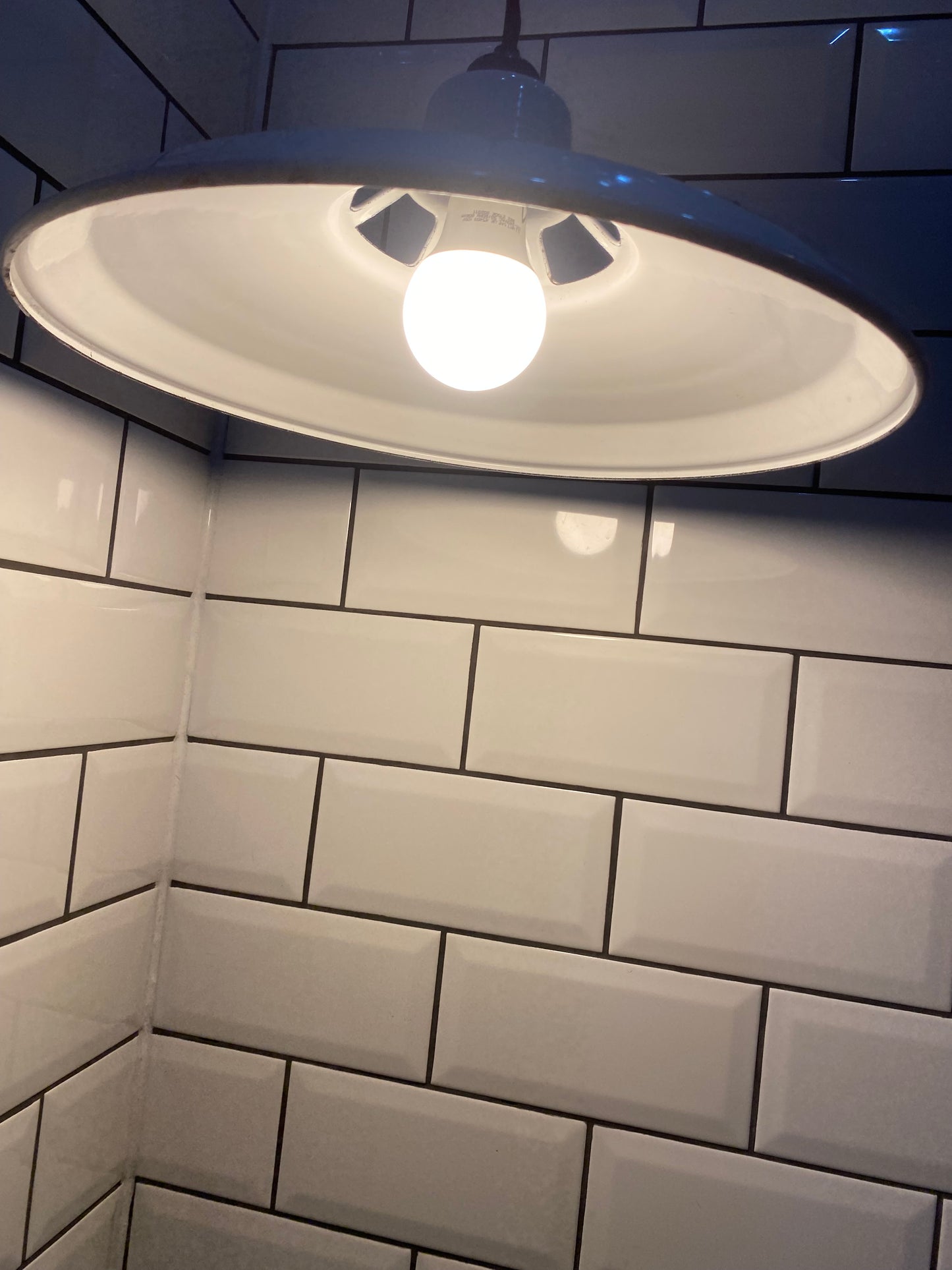 1930/40s White Enamel Benflux Pendant Light By Benjamin