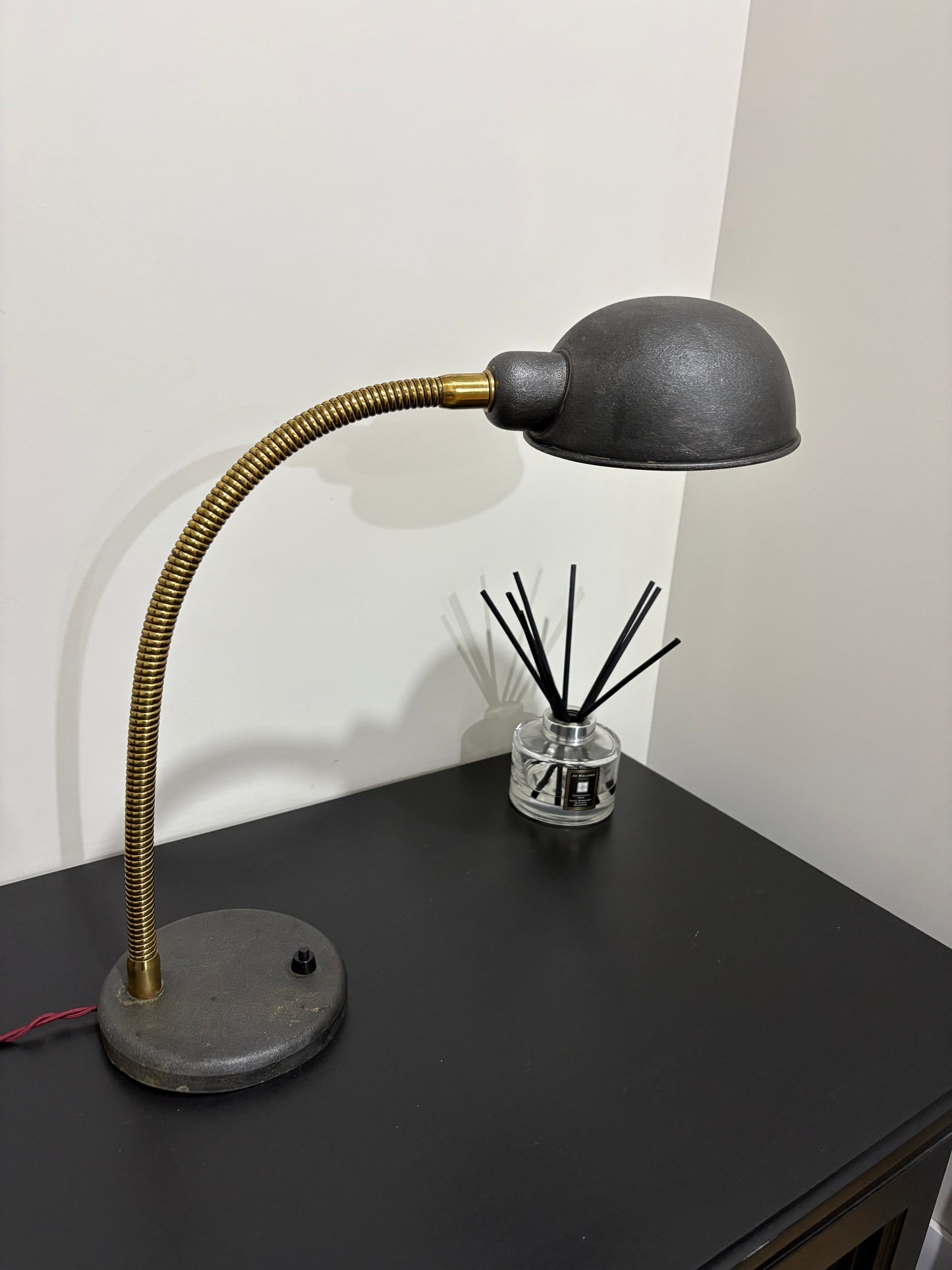 1930s brass goose-neck desk lamp