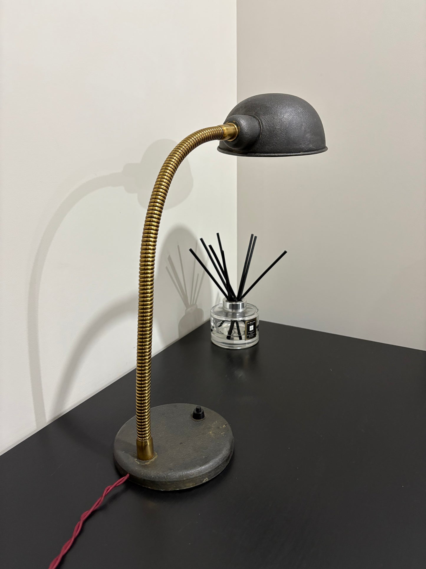 1930s brass goose-neck desk lamp