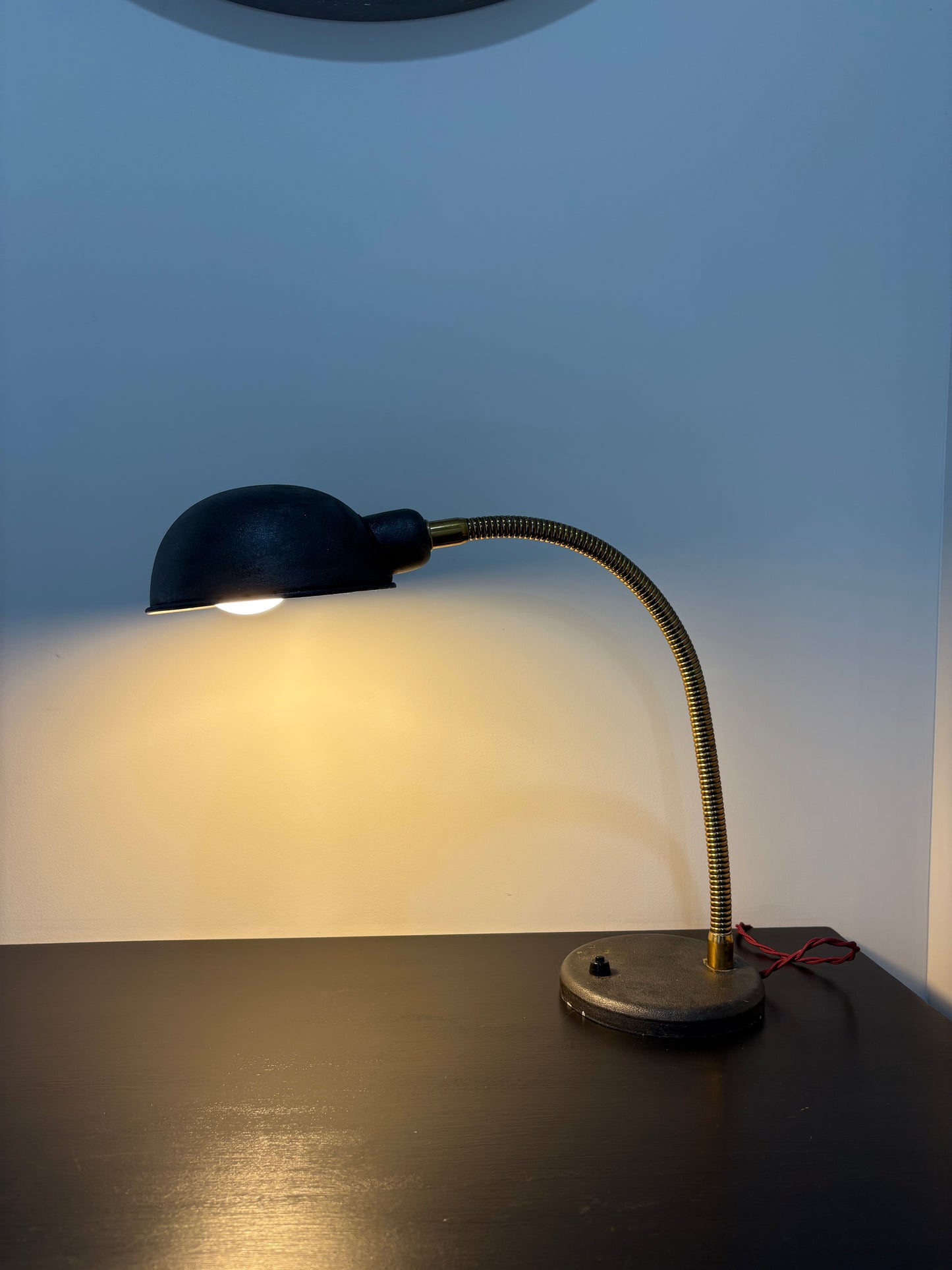 1930s brass goose-neck desk lamp