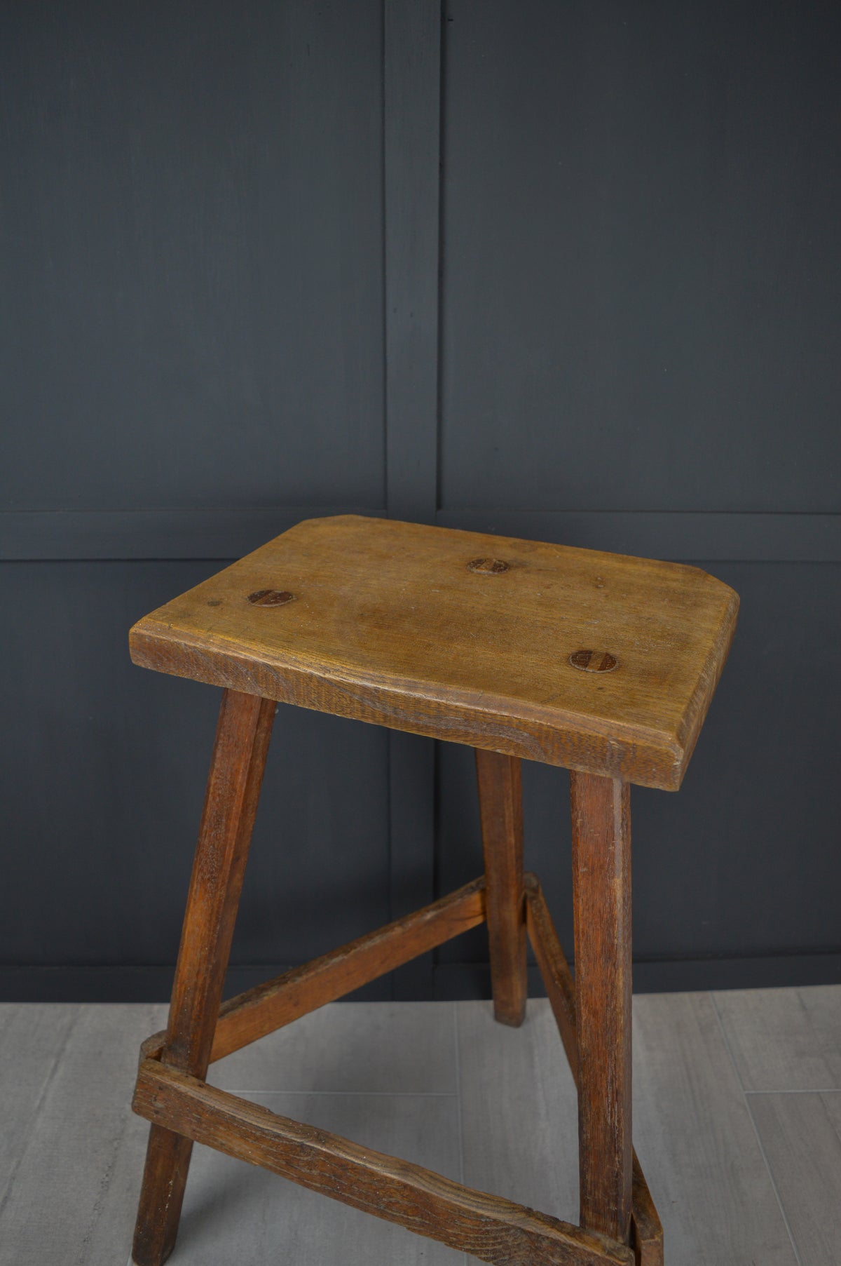 Tall 19th century wooden jewellers stool