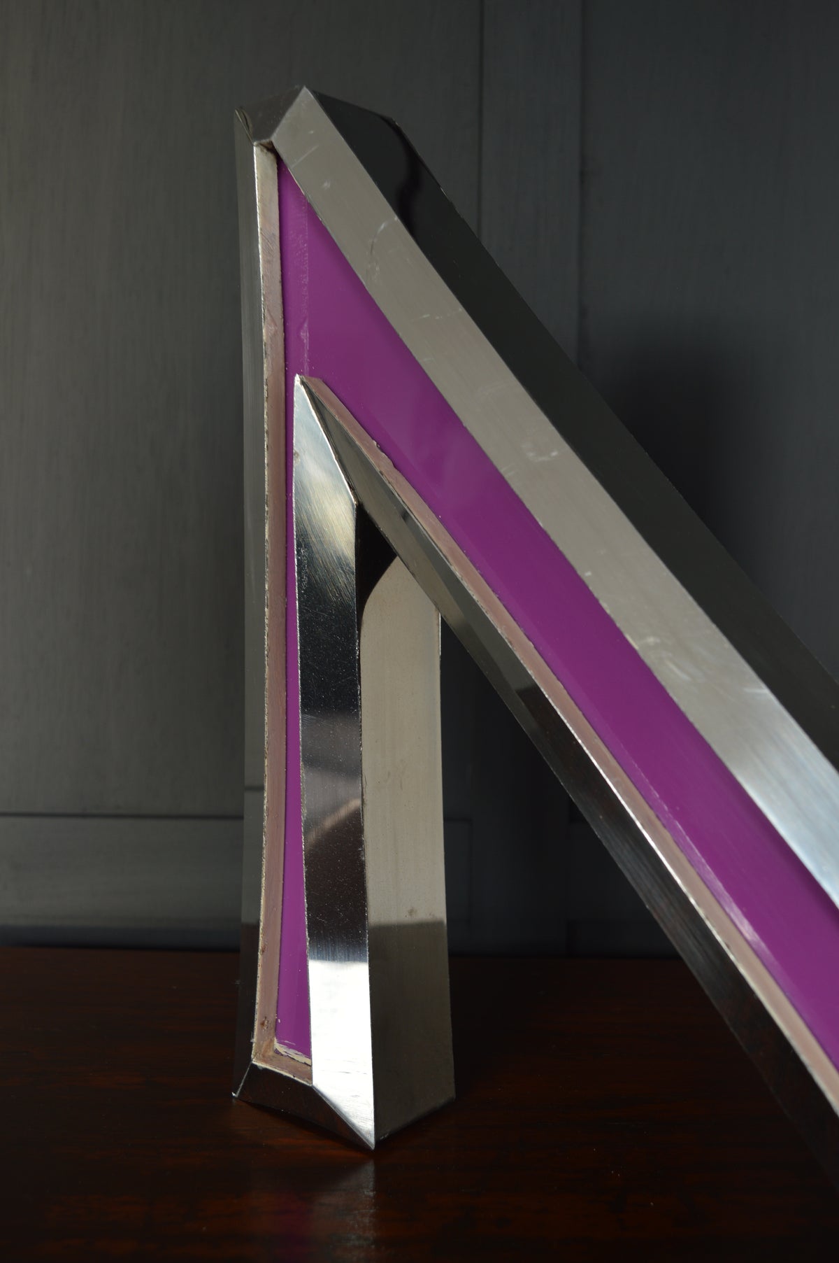 Vintage Salvaged chrome shopfront sign letter 'N'