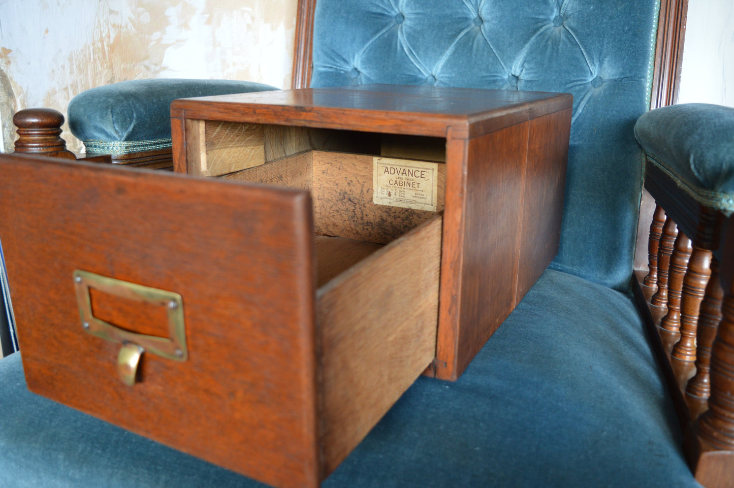 Antique Oak Index Drawer
