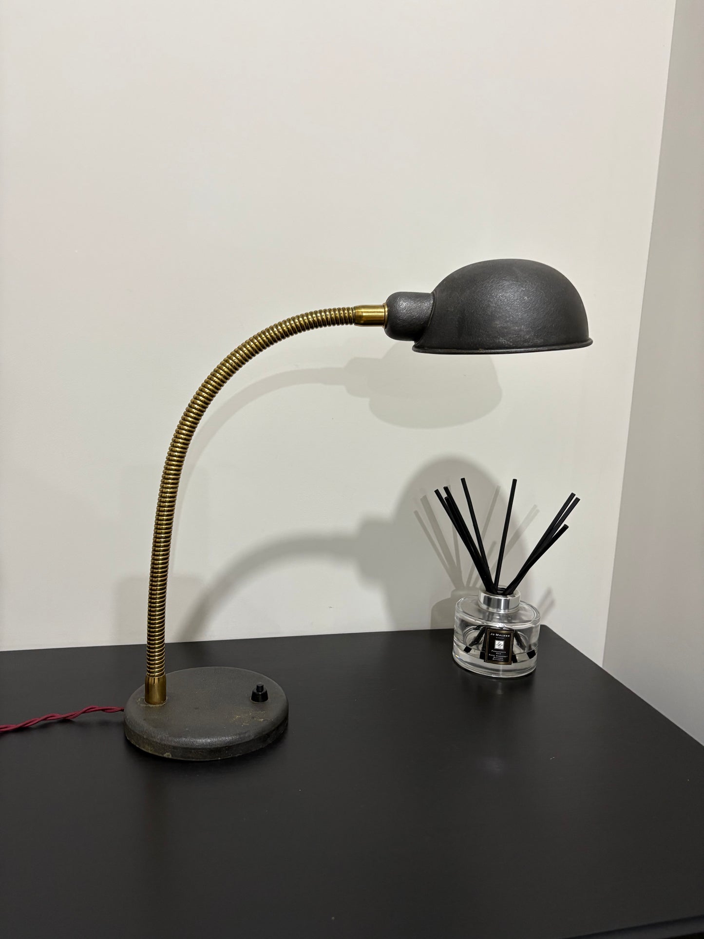 1930s brass goose-neck desk lamp