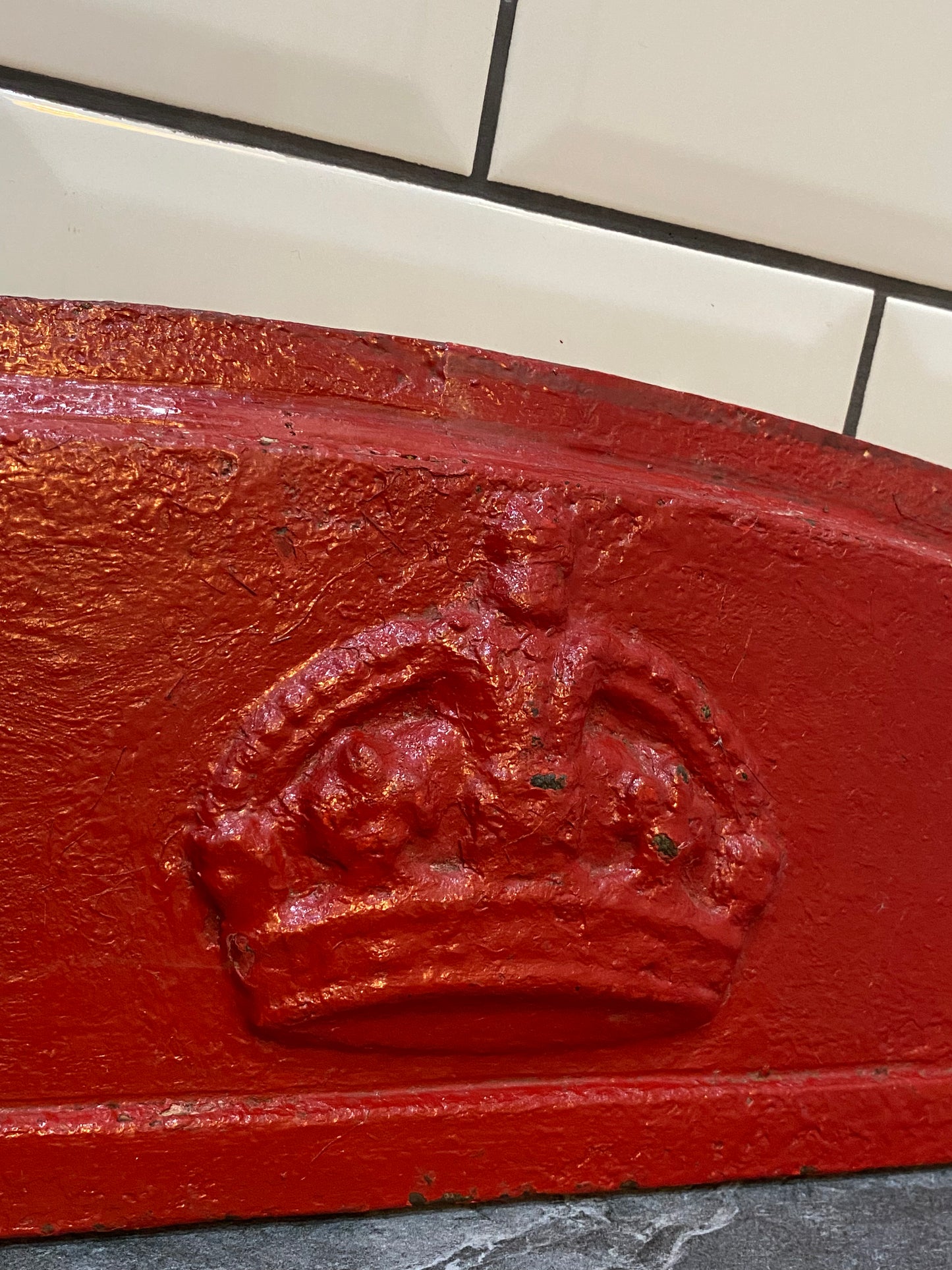 1920-1930s British Telephone box cast iron door cornice