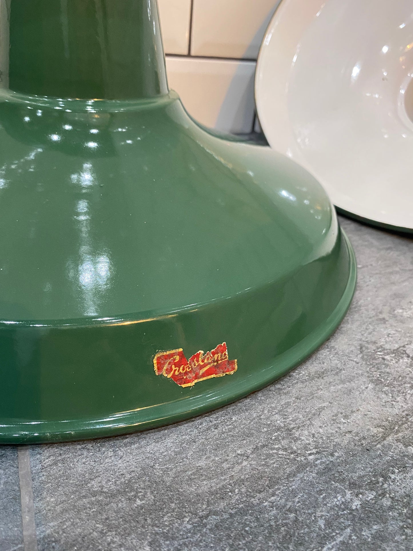 1940s Crossland Industrial Enamel Pendant Lights