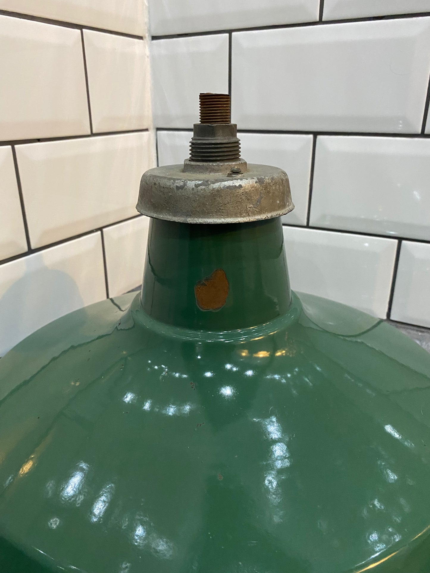 1940s Crossland Industrial Enamel Pendant Lights
