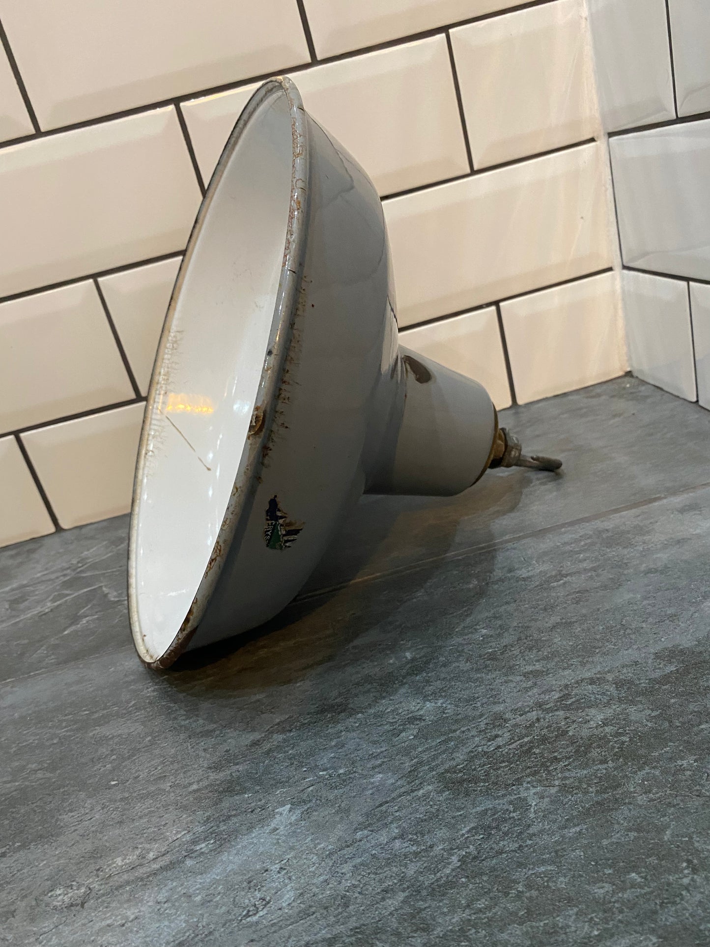 Grey 1940s-1950s Industrial Pendant Light