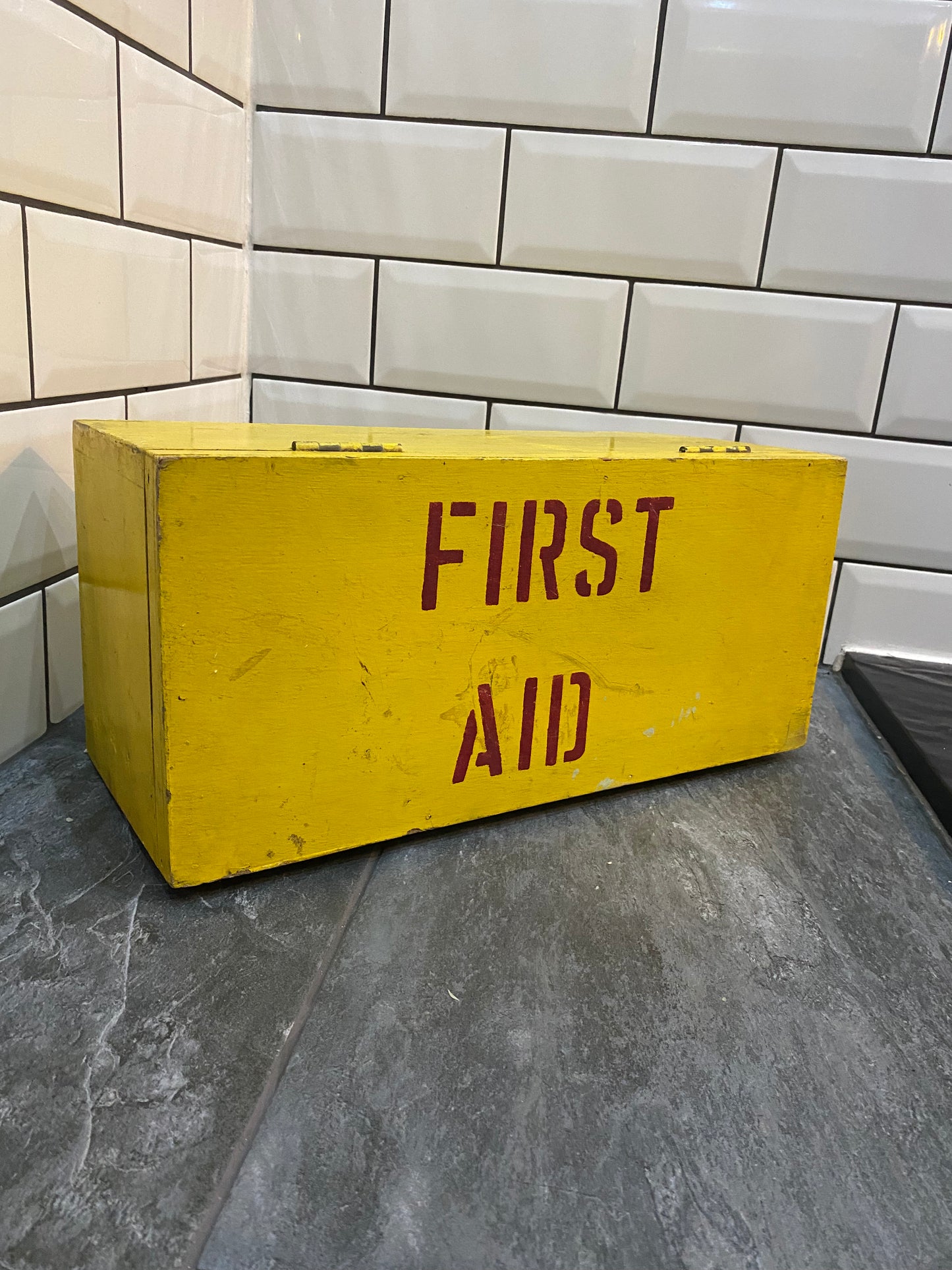 Vintage First Aid Wooden Box