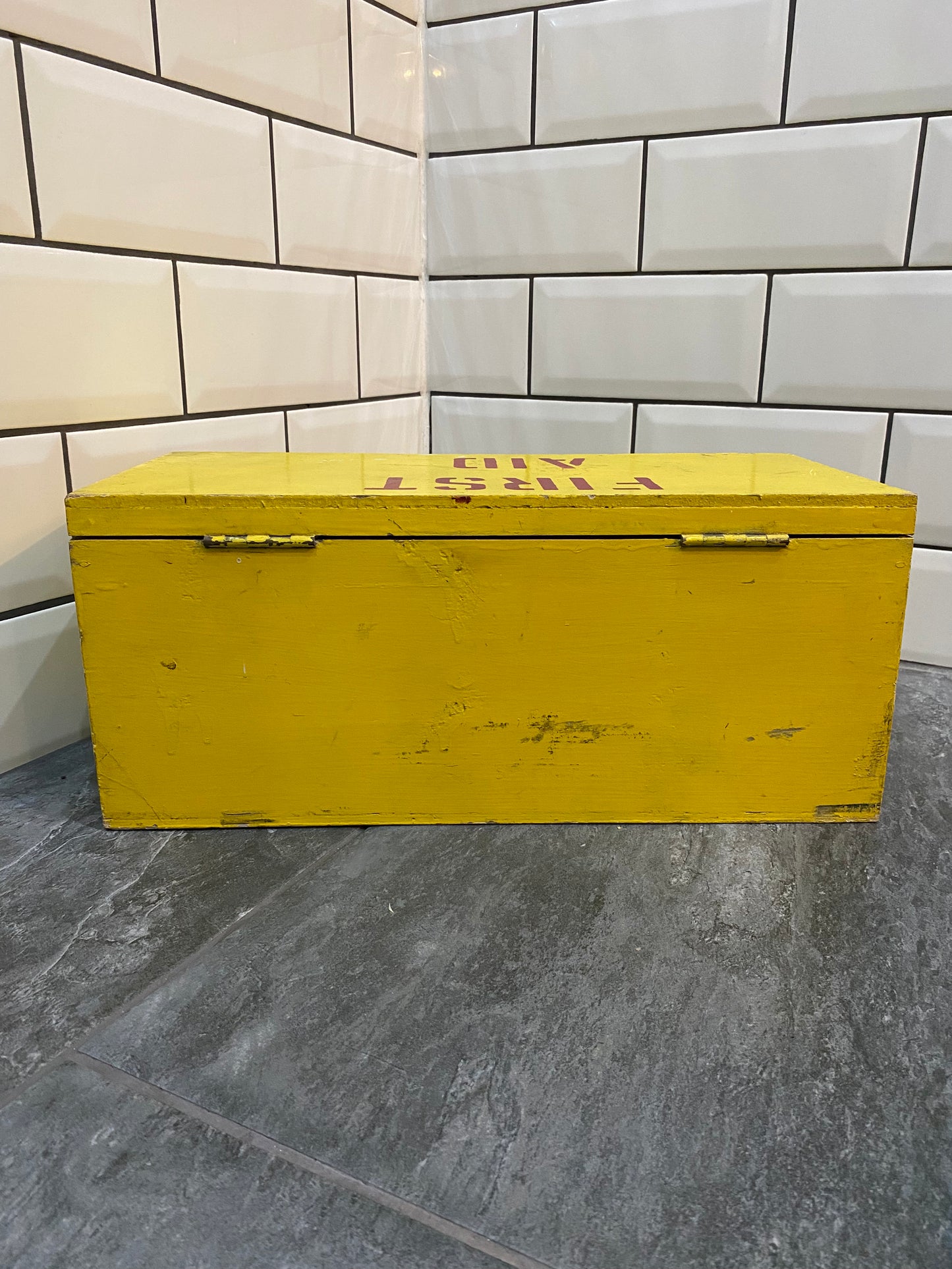 Vintage First Aid Wooden Box