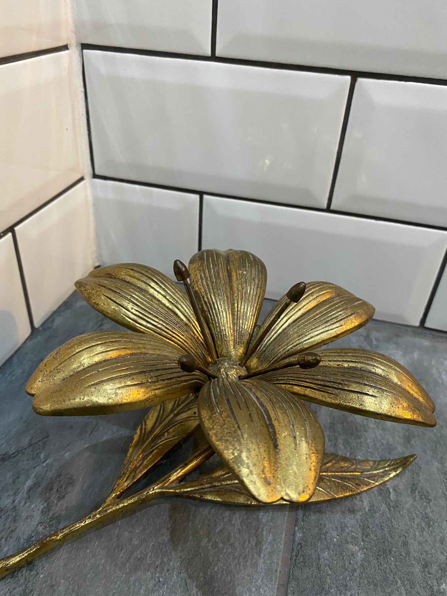 Brass Lily Ash Tray