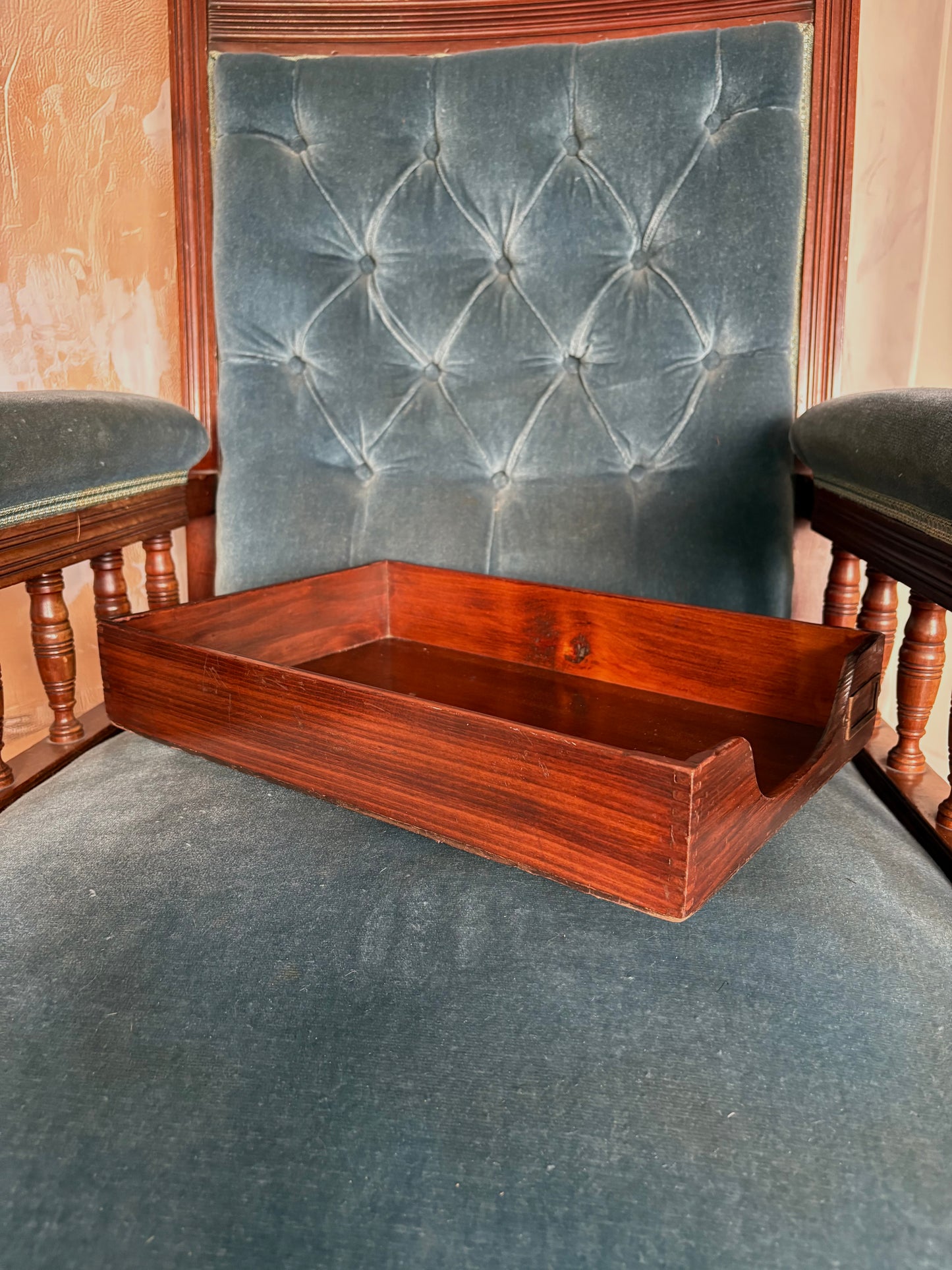 Vintage wooden tray/desk tidy