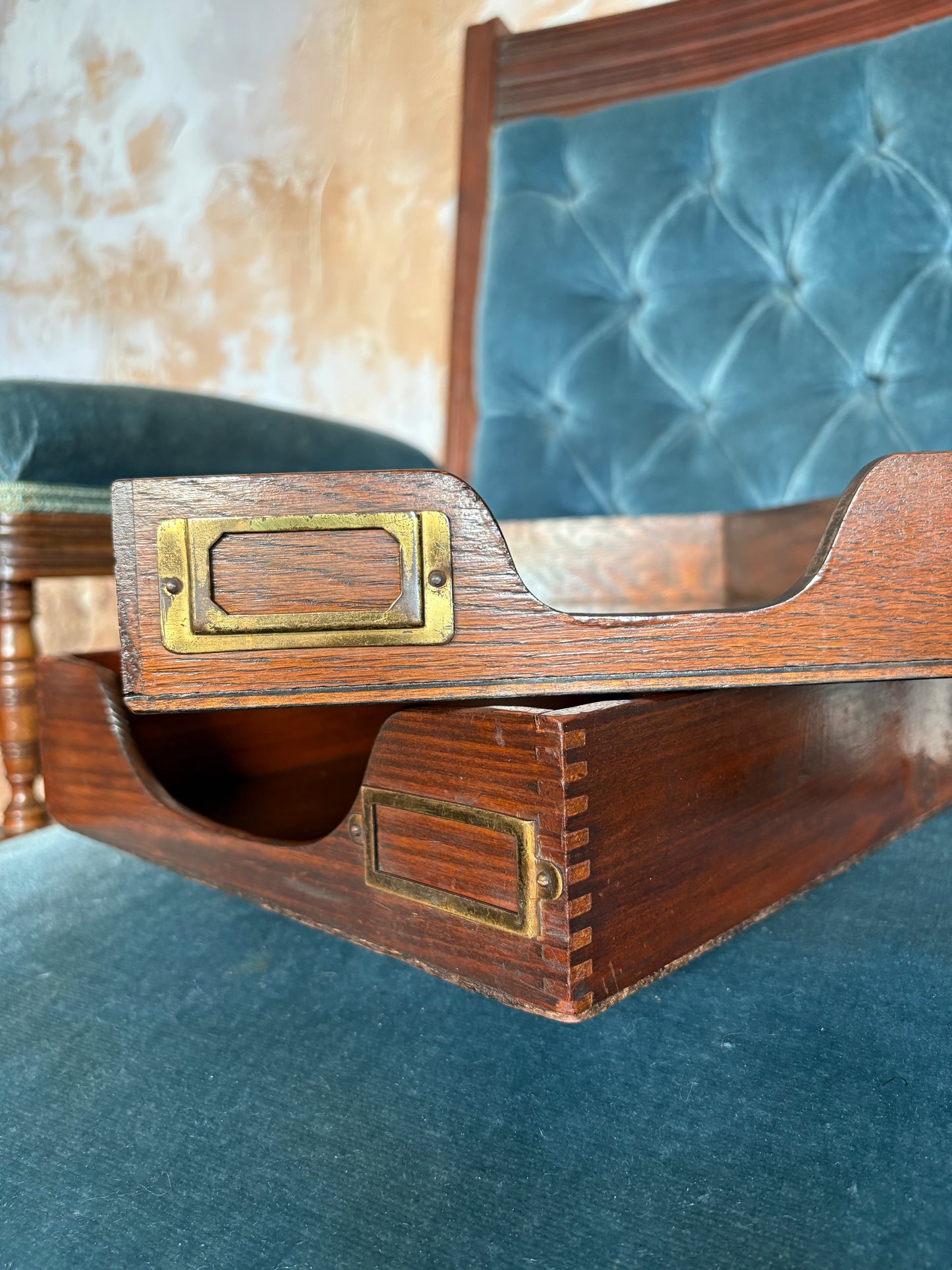 Vintage wooden tray/desk tidy
