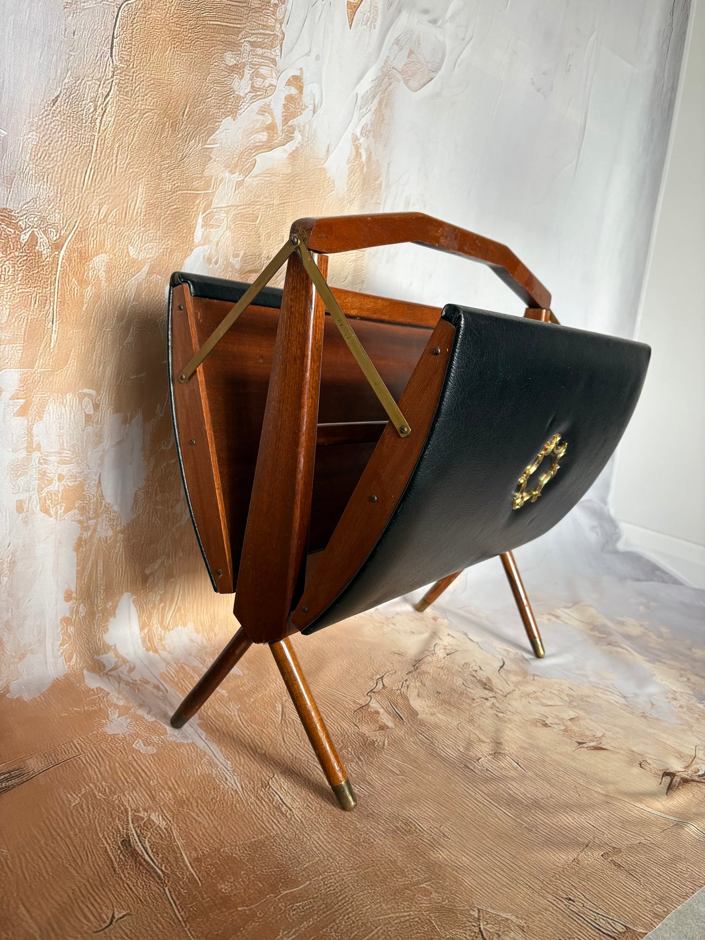 Mid Century Folding Magazine Rack by Furnway
