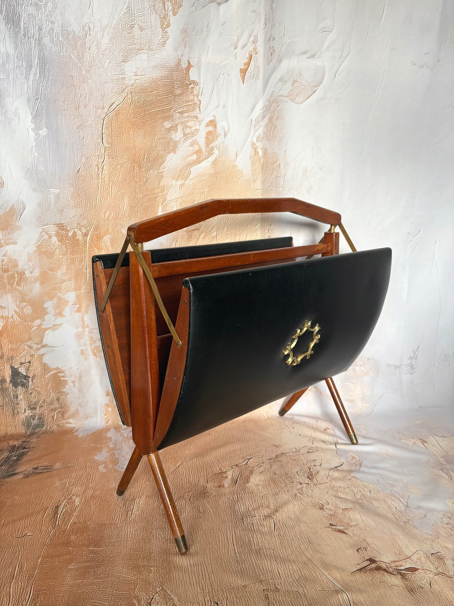 Mid Century Folding Magazine Rack by Furnway