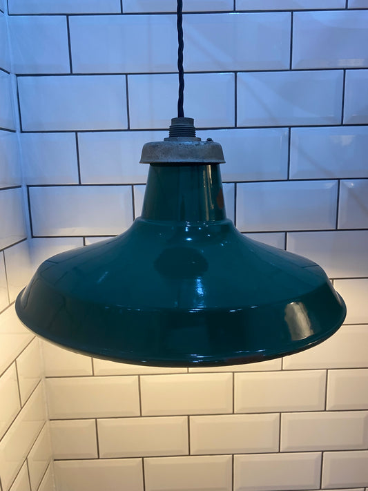 1940s Crossland Industrial Enamel Pendant Lights