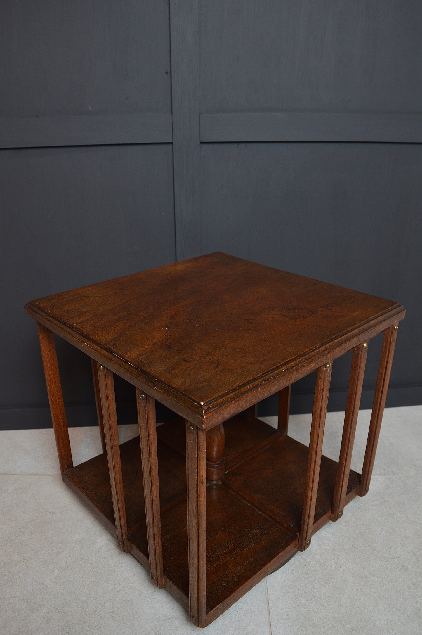 Early 20th century revolving mahogany book case