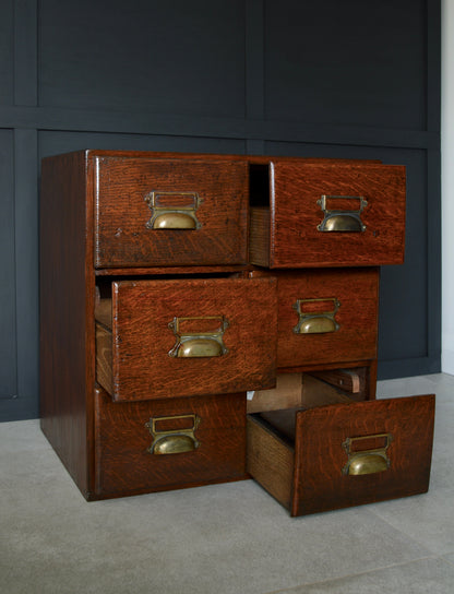 Early 20th century oak 6 drawer filing drawers