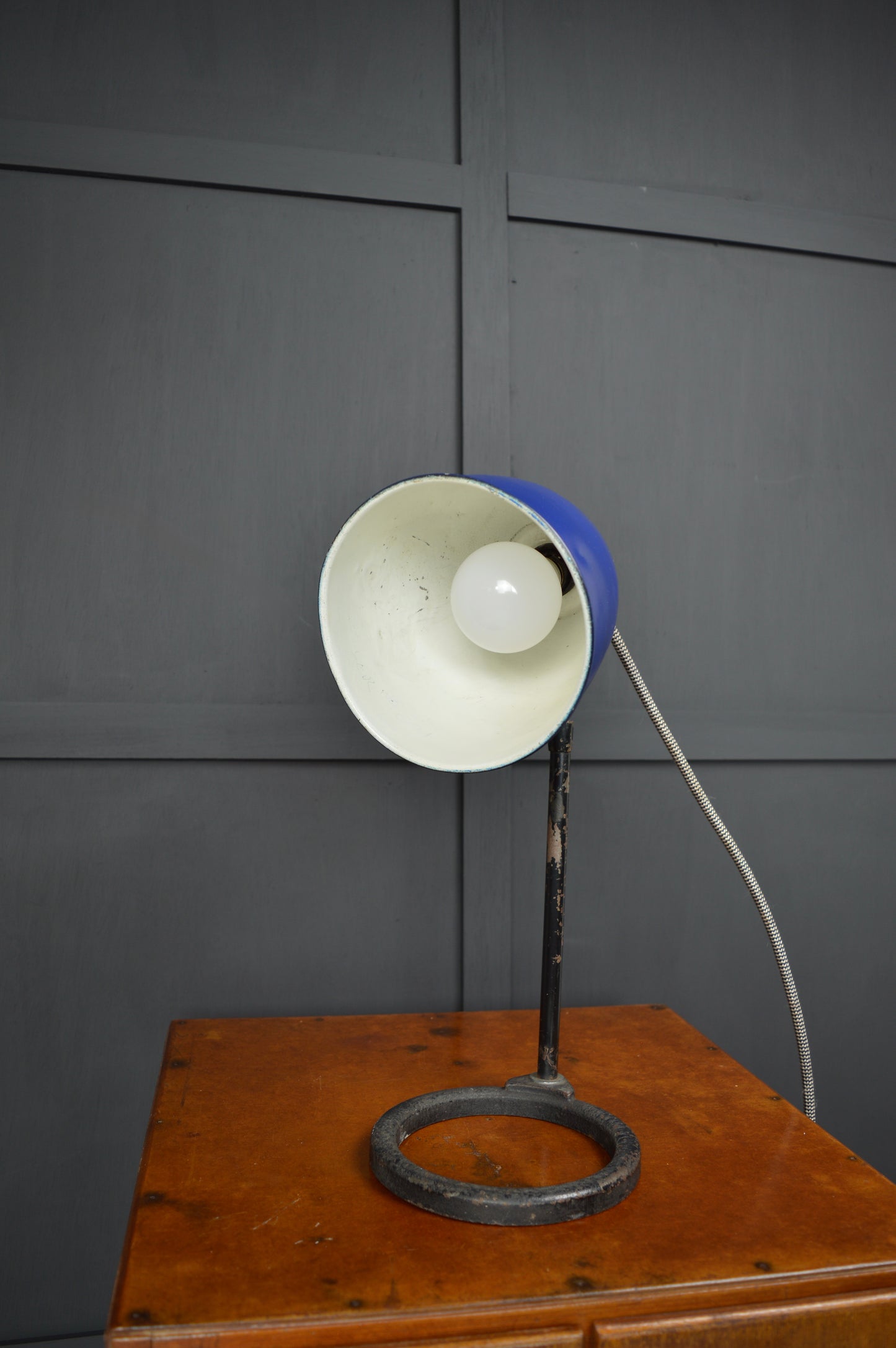 Vintage Blue enamel industrial laboratory lamp