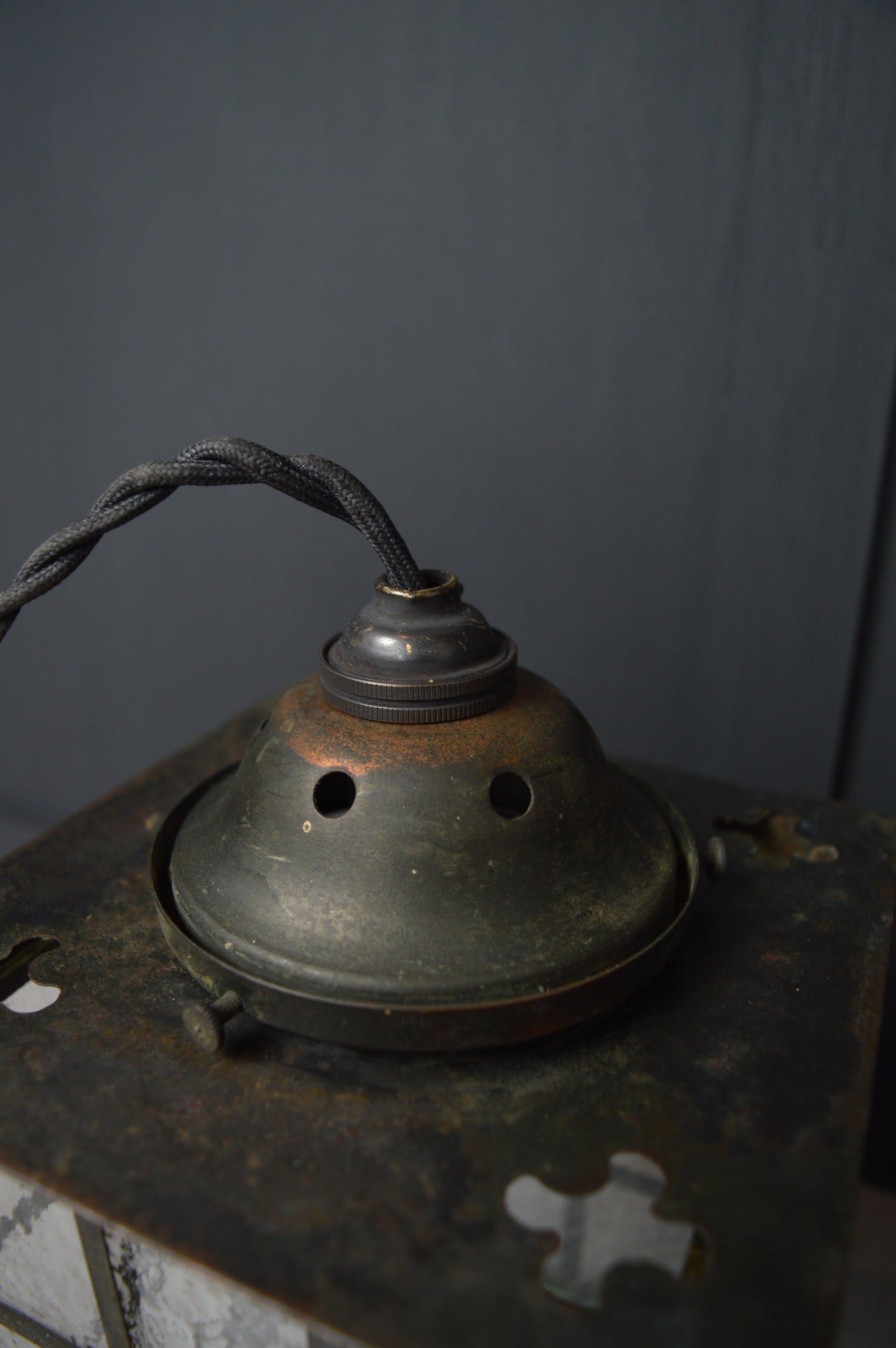 Art Nouveau glazed brass hall lantern