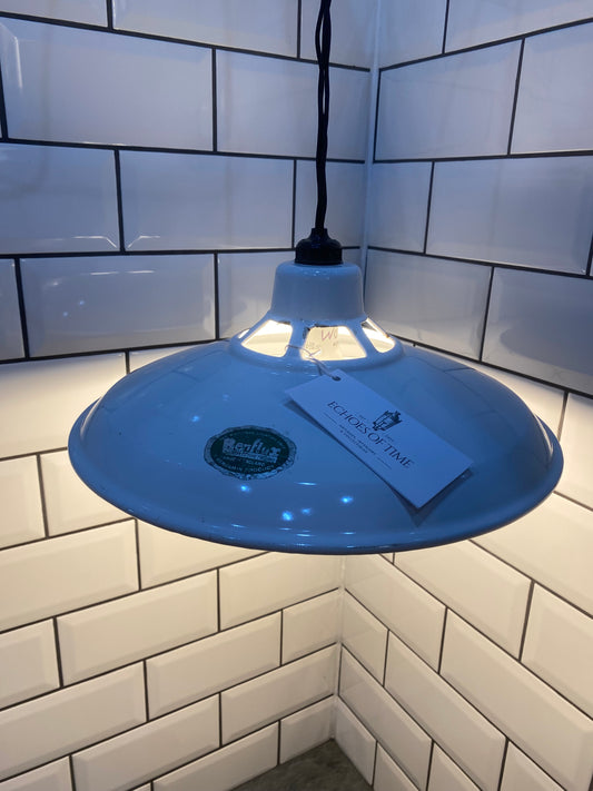 1930/40s White Enamel Benflux Pendant Light By Benjamin