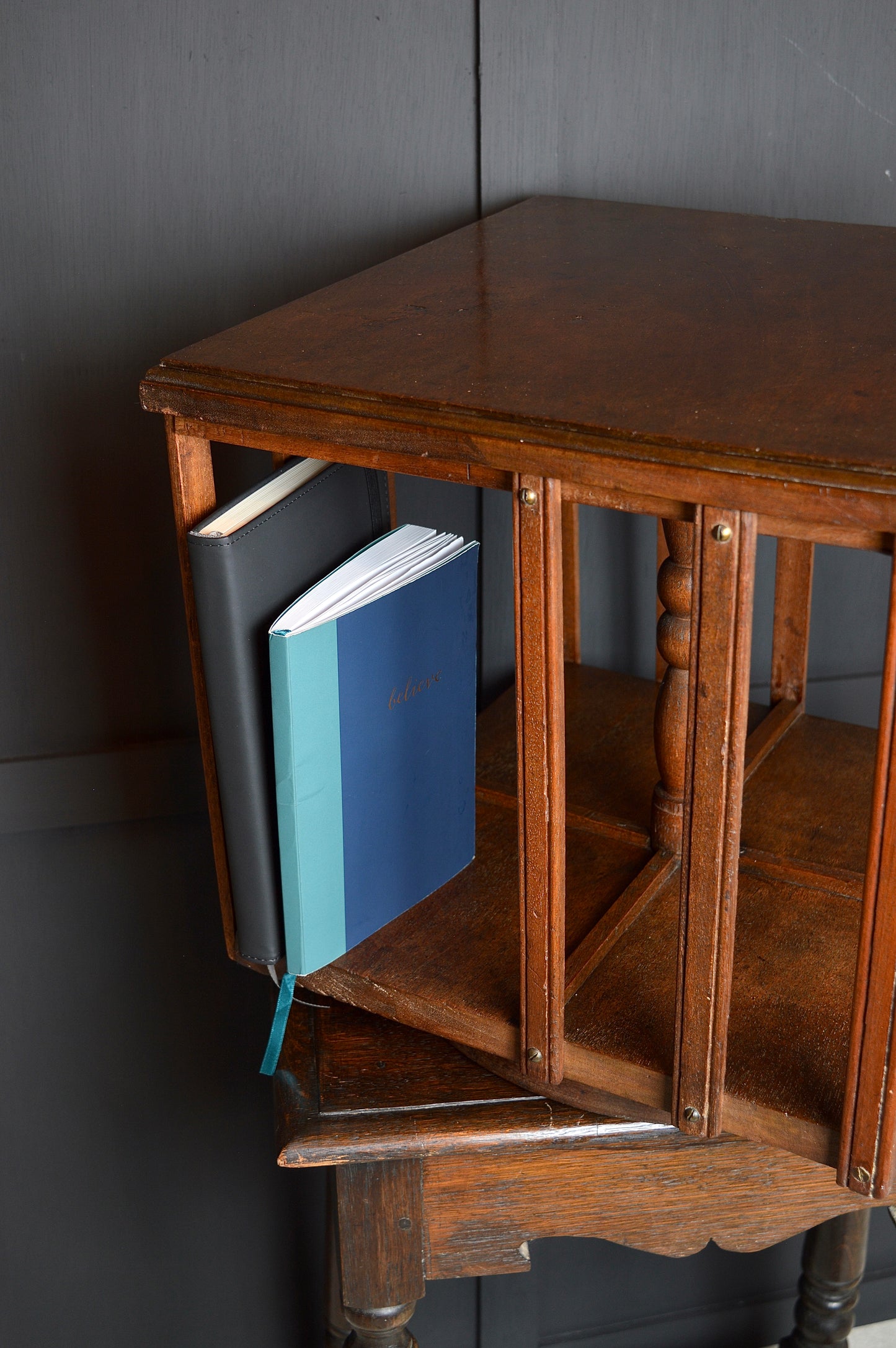 Early 20th century revolving mahogany book case