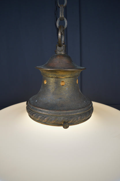 Art Deco Opaline glass pendant light
