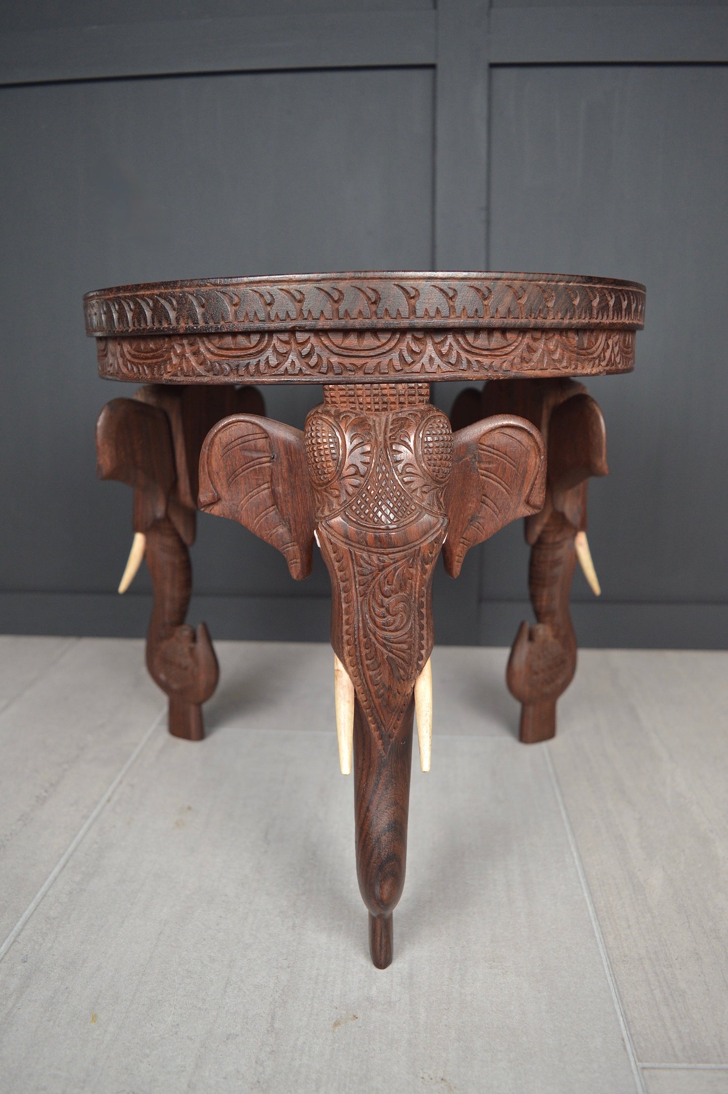 Anglo Indian Carved Elephant Table