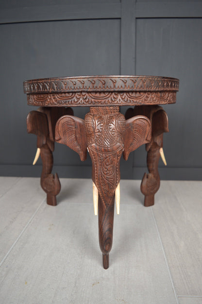 Anglo Indian Carved Elephant Table