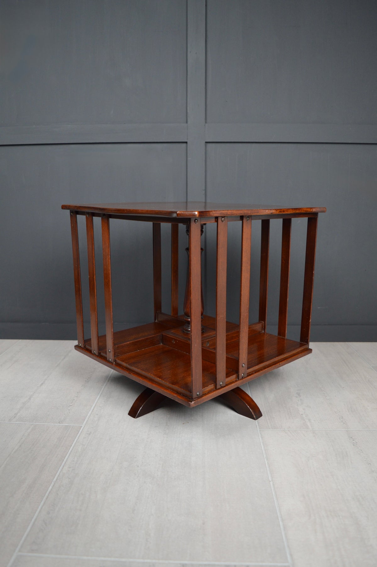 Revolving mahogany book case