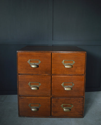 Early 20th century oak index filing drawers