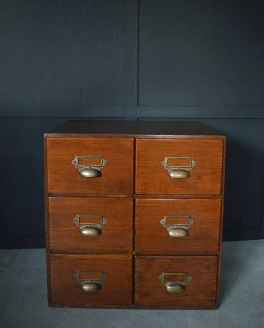 Early 20th century oak index filing drawers