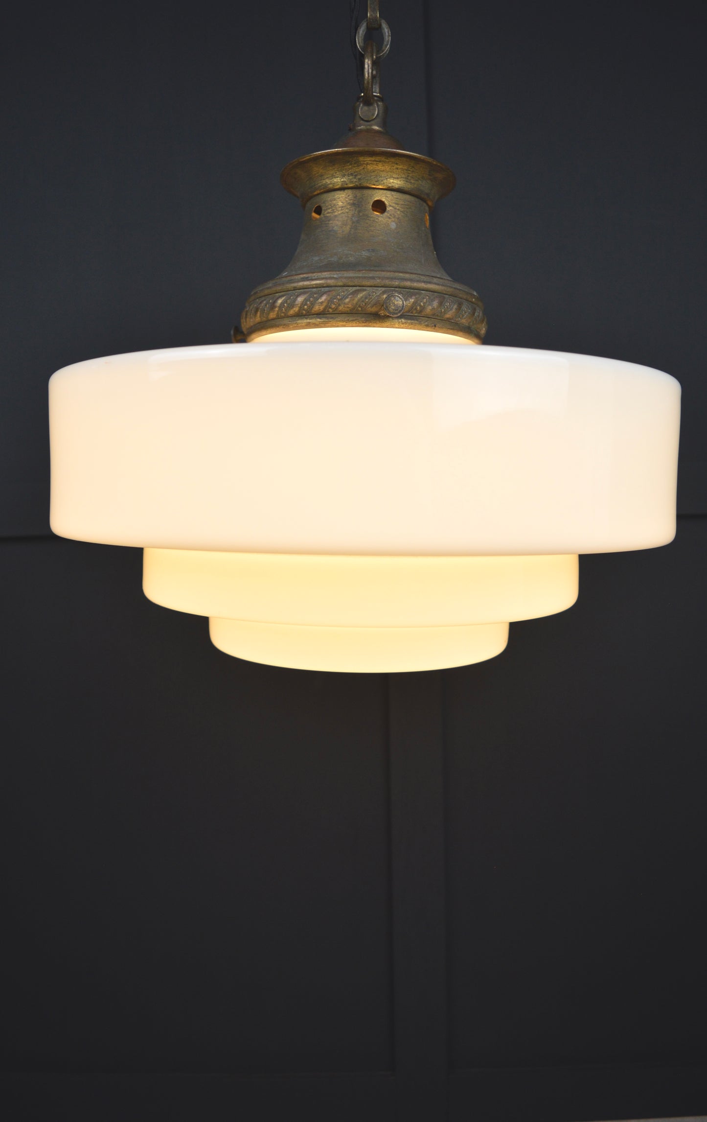 Art Deco Opaline glass pendant light