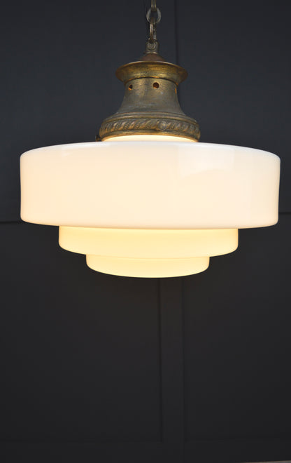 Art Deco Opaline glass pendant light