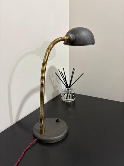 1930s brass goose-neck desk lamp