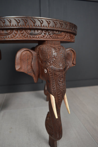 Anglo Indian Carved Elephant Table