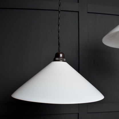 Vintage milk glass coolie pendant lights