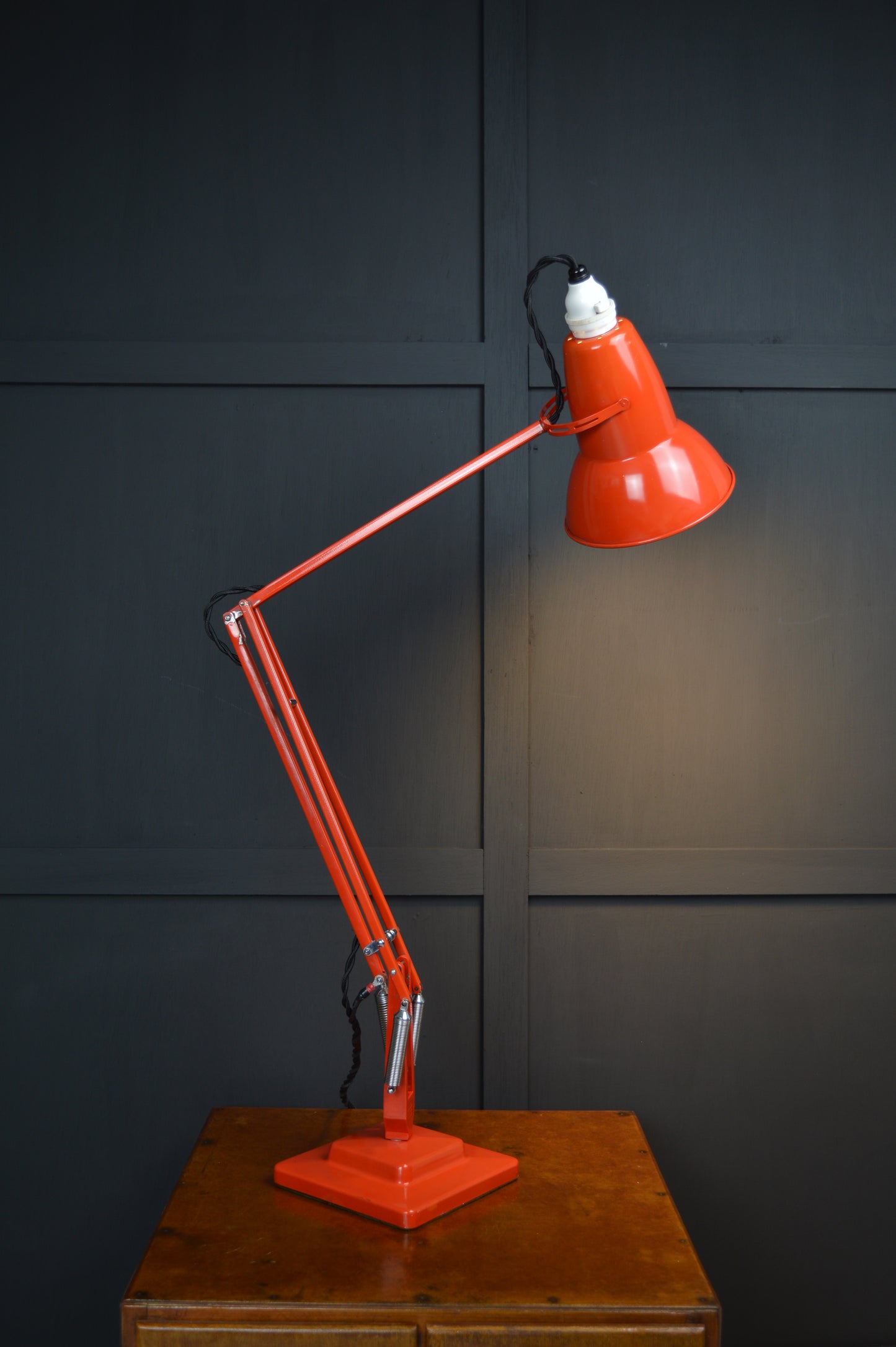 Red Anglepoise model 1227 lamp by Herbert Terry