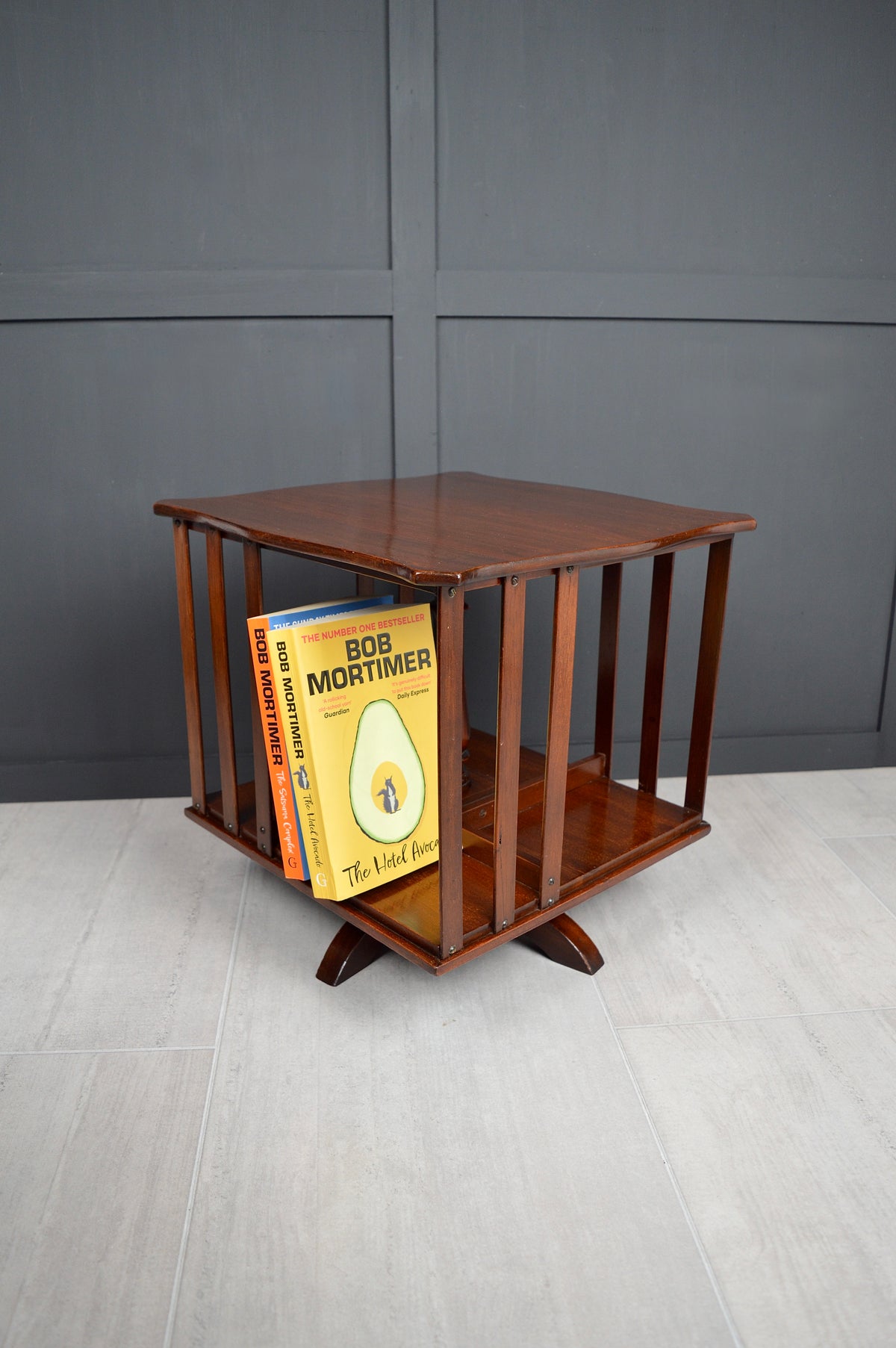 Revolving mahogany book case