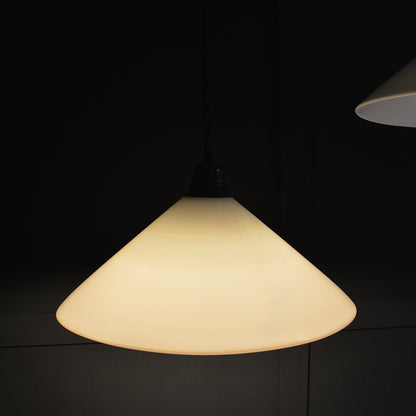 Vintage milk glass coolie pendant lights