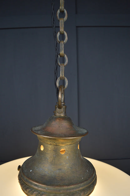Art Deco Opaline glass pendant light