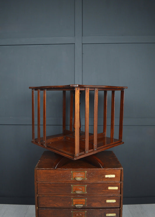 Revolving mahogany book case