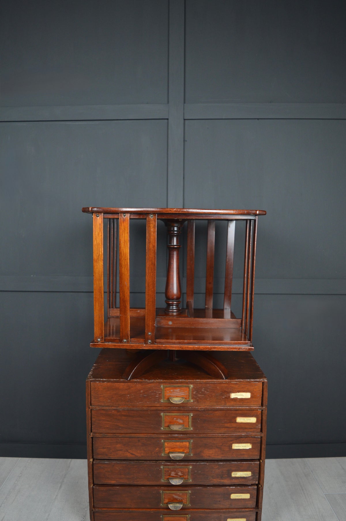 Revolving mahogany book case