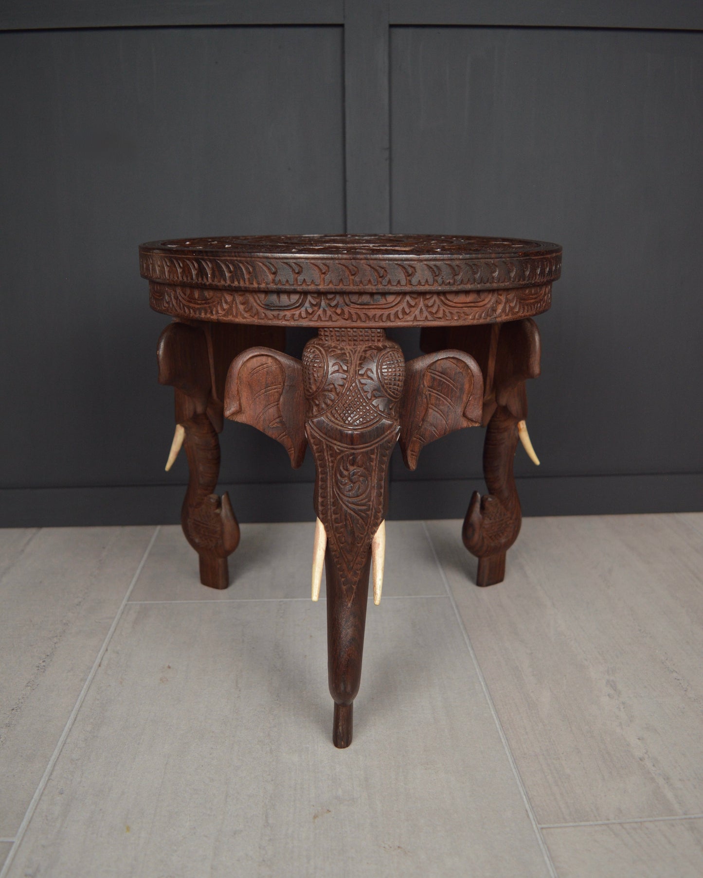 Anglo Indian Carved Elephant Table