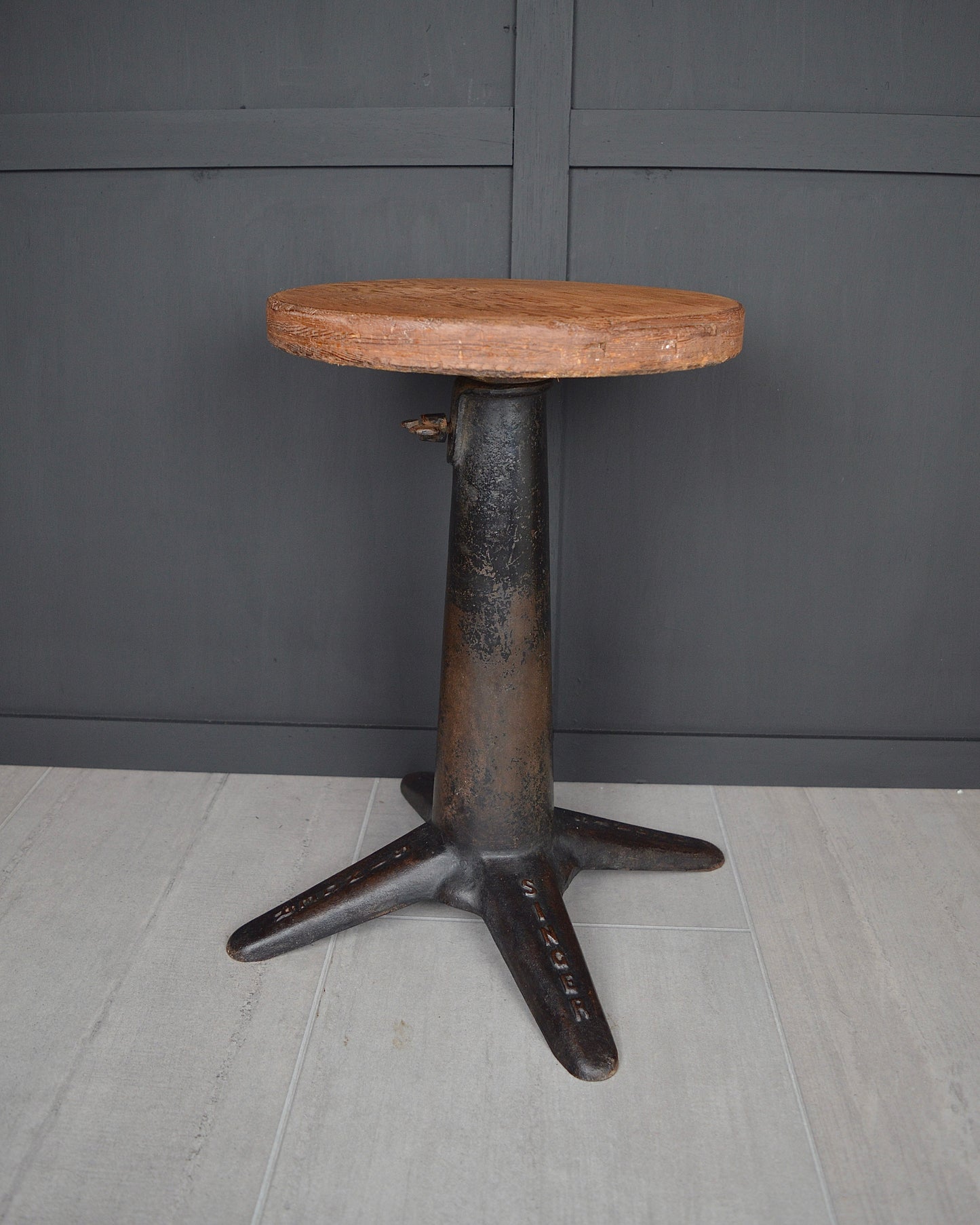 Singer cast iron industrial stool