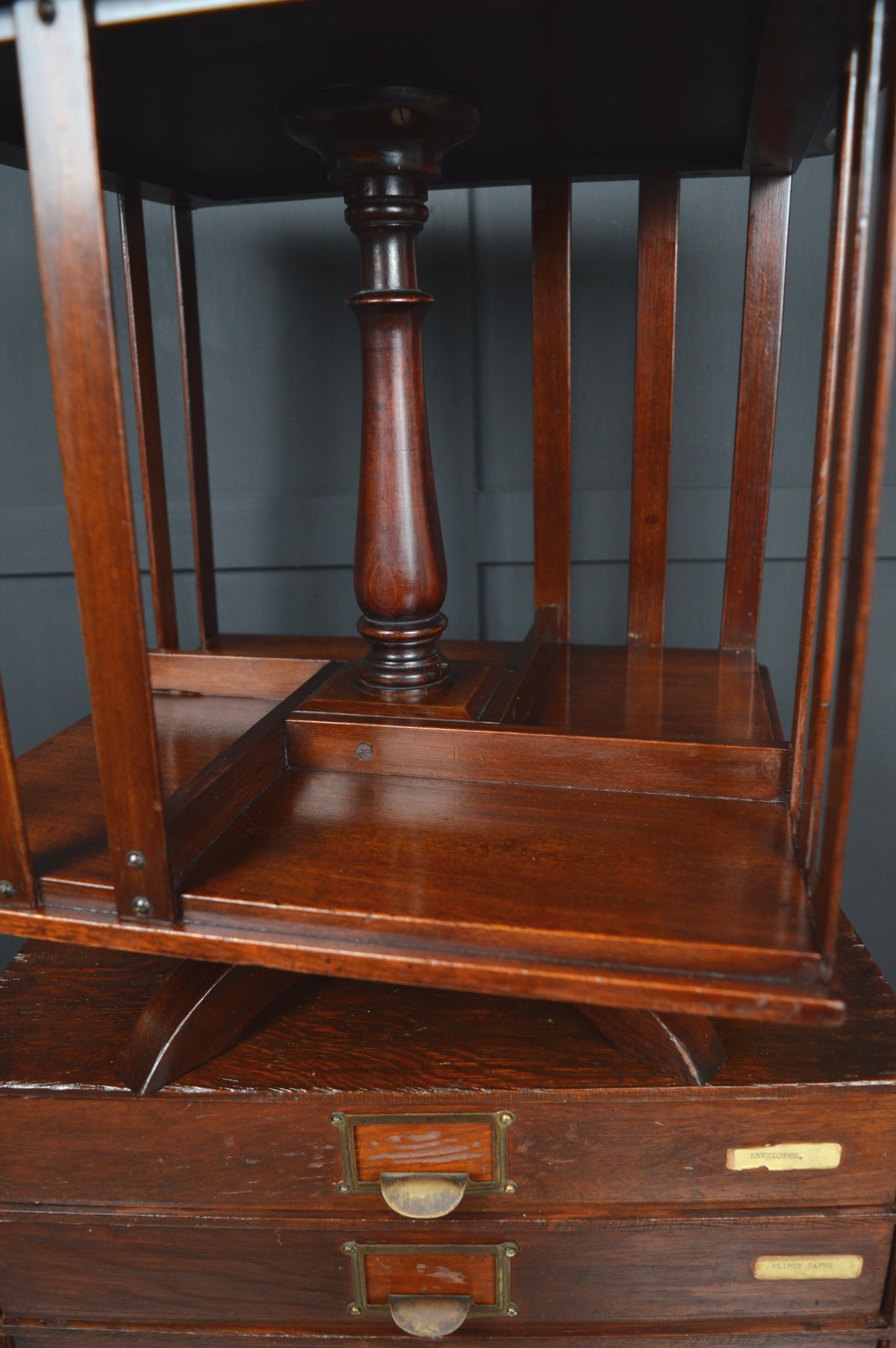Revolving mahogany book case