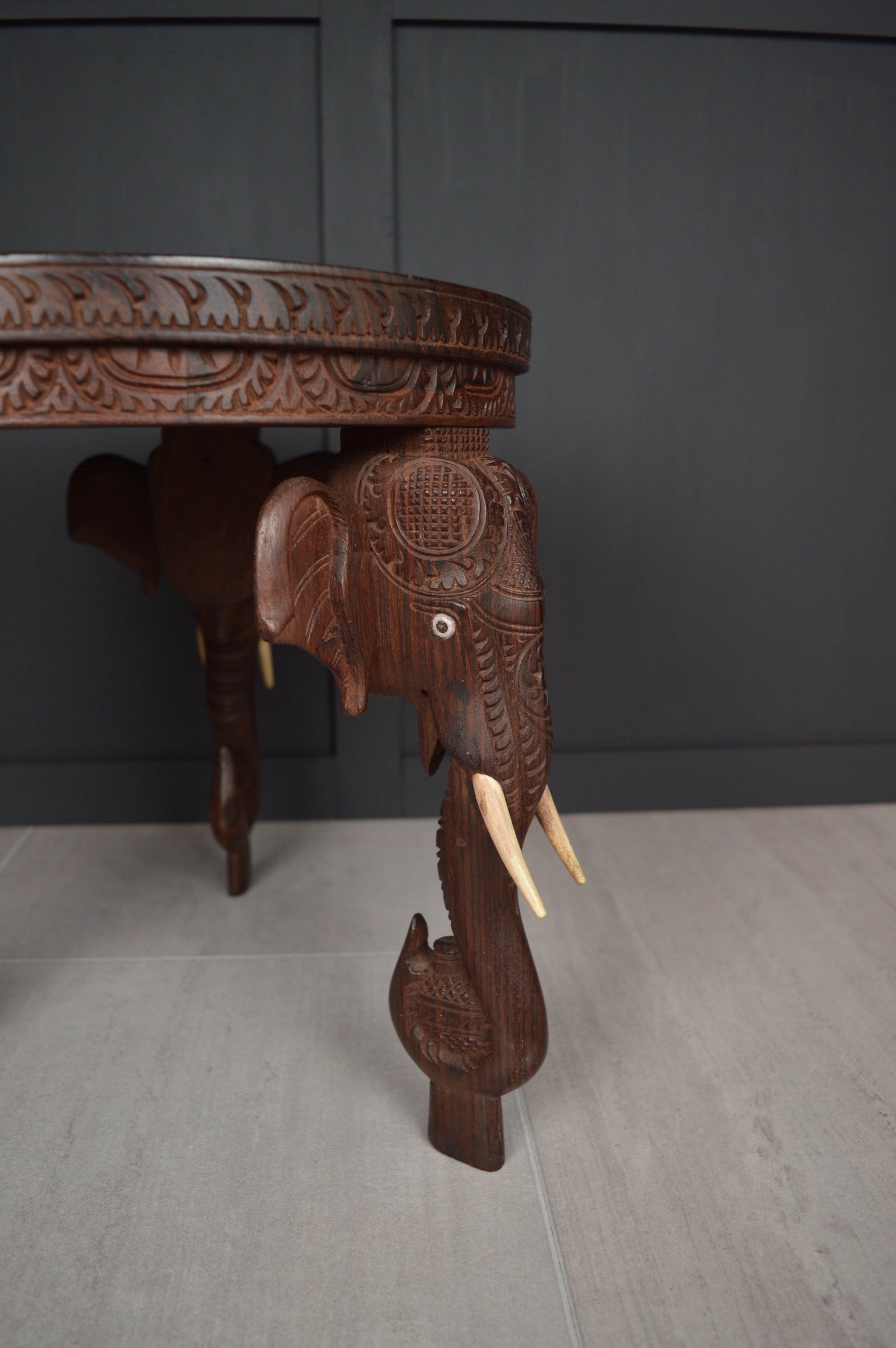 Anglo Indian Carved Elephant Table