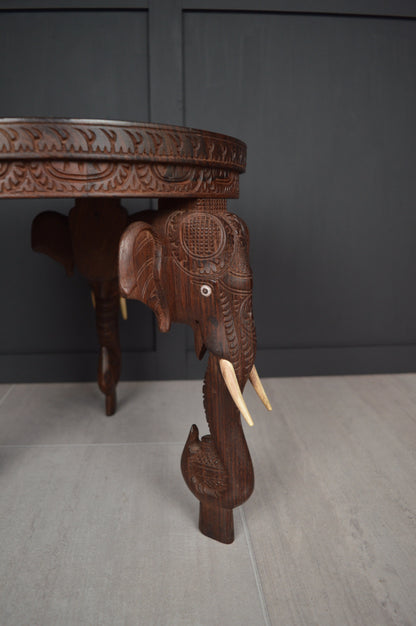Anglo Indian Carved Elephant Table