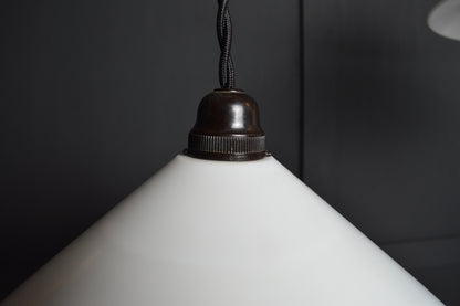 Vintage milk glass coolie pendant lights